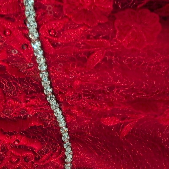 Morrell Maxi Red Lace Corset Dress Rhinestones Cami Straps Prom Hoco Formal 10 - Picture 7 of 15